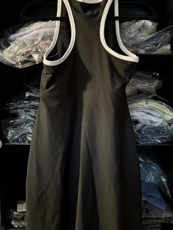 SA-E3 Collective Black Racerback Tank Dress with White Trim - Image 8