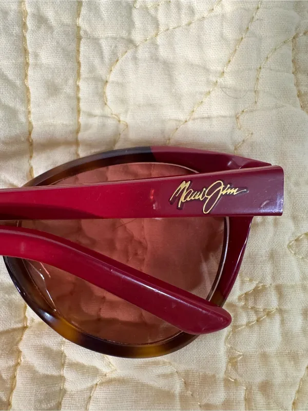 Maui Jim Sunshine Two-Tone Cat Eye Sunglasses in Burgundy Red and Brown - Image 4