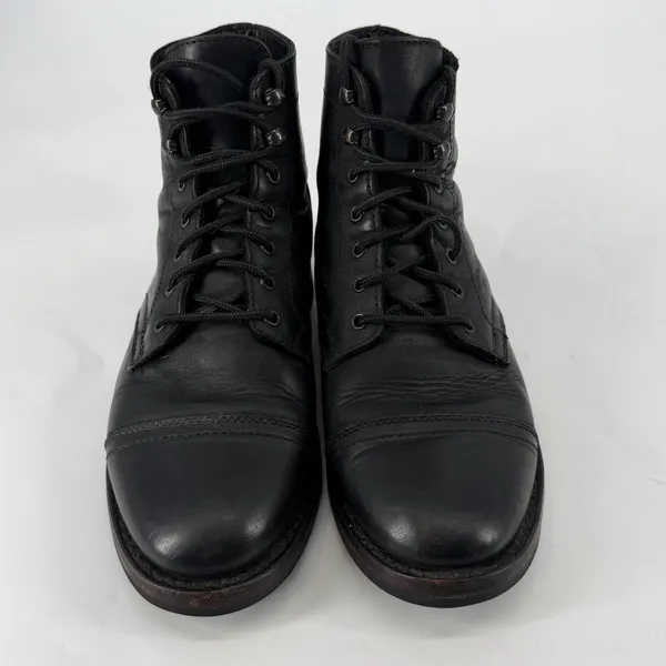 Thursday Boot Co Captain Black Matte Leather Lace Up Boots 7 Wide US - Image 2