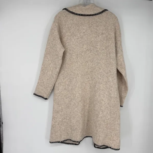Petal + Pup Cardigan‎ Womens S/M Beige Wool Blend Long Open Front Coat Pockets - Image 2