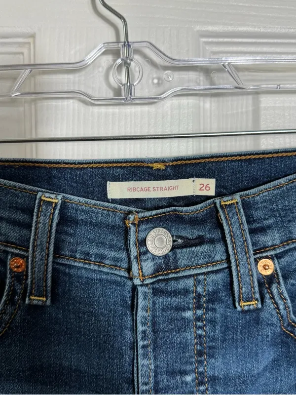 Levi’s Ribcage‎ Straight Leg Jeans Size 26 Medium Wash High Rise Denim - Image 5