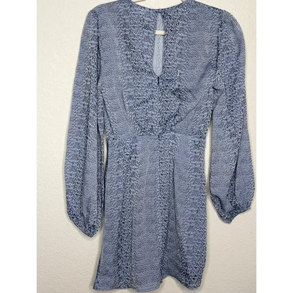 Finders Keepers Animal Print Ruched Mini Dress Blue Gray Size S - Image 10