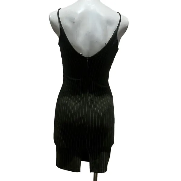 French Kiss Black Striped Mini Dress S Sleeveless V-Neck Party/Cocktail Summer - Image 2