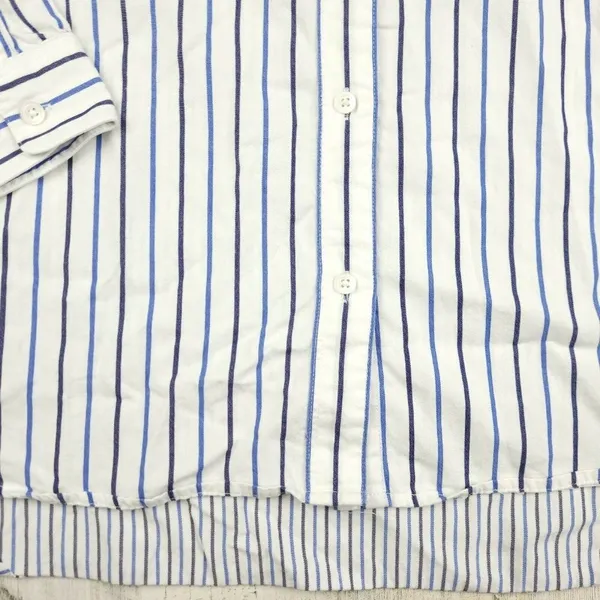 Madewell Ex-Boyfriend Shirt XS Blue White Stripe Button Down Cotton Top - Image 4