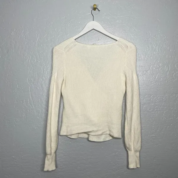 Moth Anthropologie Women XS Cream Faux Wrap Knit Sweater Long Sleeve Balletcore - Image 7