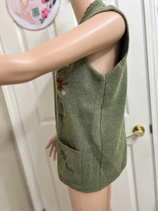 Vest with embroidered detail Green Size M - Image 4