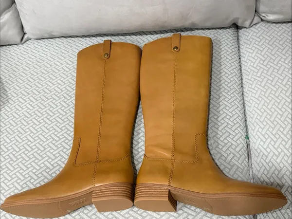 INC International Concepts Amber Really Leather Cognac Tall Boots Size 9.5 - Image 9
