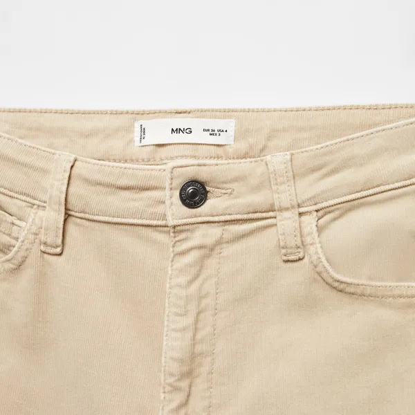 Mango Cream-Colored cropped flared Corduroy Jeans‎ - Image 3