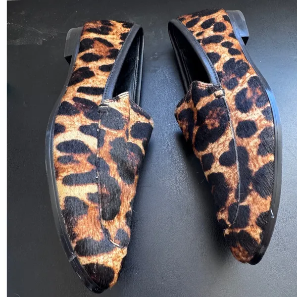 Banana Republic Calf Hair Leather Animal Print Slip On Loafer Flats sz 7 Career - Image 6