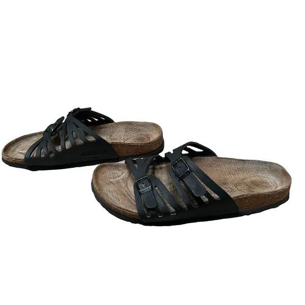 Birkenstock Granada Women's 8 Slides Sandals Size EU 39 Black Leather - Image 2