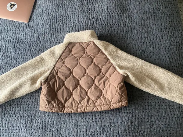 ASOS cropped fleece jacket in camel - Image 5