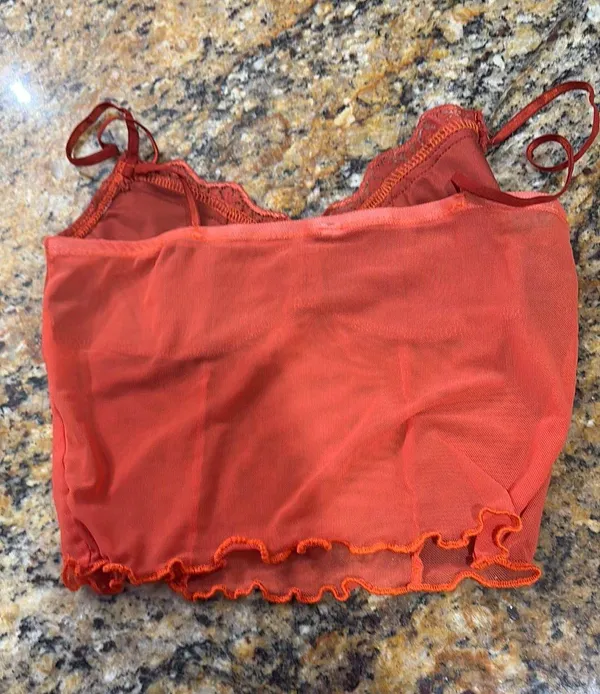 Ally Fashion Y2K Orange Lace Crop Top - Image 4