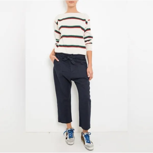 THE GREAT Convertible Cropped Trouser Pants Sz 3 Linen Cotton Utility Tie Waist - Image 2