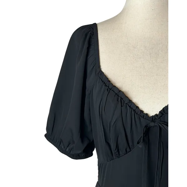 Baltic Born Poppy Satin Midi Dress Women Small Black Puff Sleeve Whimsigoth - Image 7