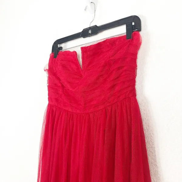 NWT Lulus Queen Behavior Maxi Dress Size Medium Red Tulle Strapless Gown Vday - Image 8