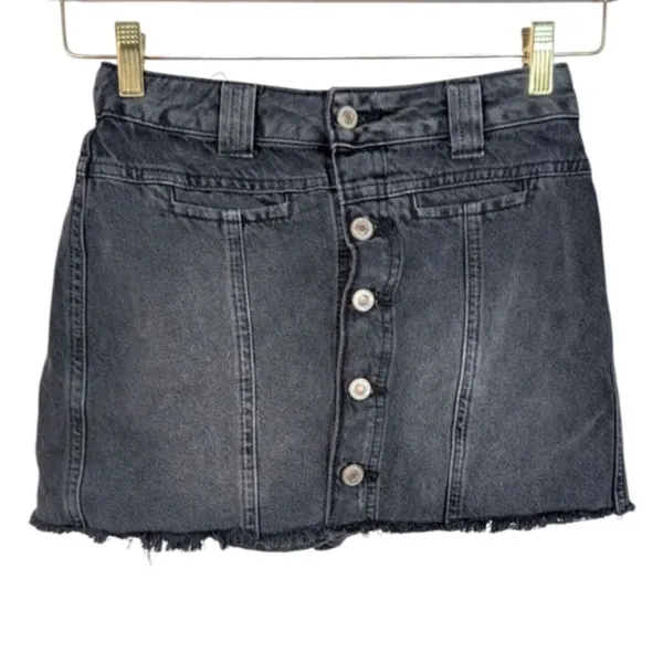 Free People - Faded Black Midnight Sun Mid Rise Denim Mini Skirt/Skort Size 25 - Image 7