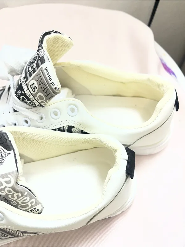Women’s White Graphic Athletic Sneakers - Image 4