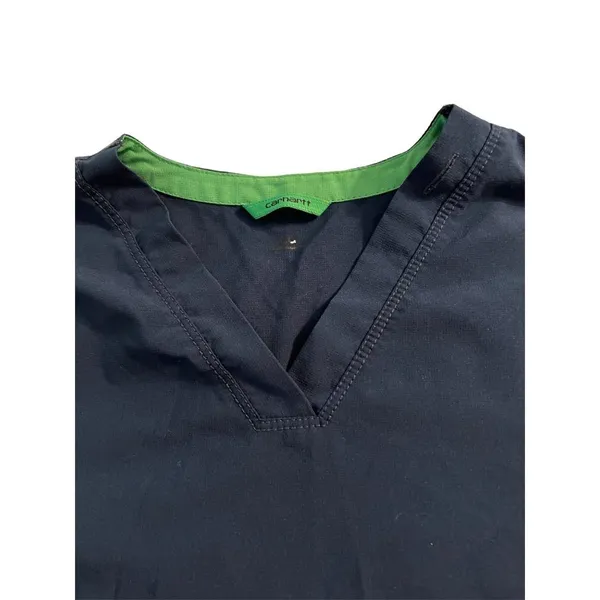 Carhartt Force Scrub Top Women's Navy blue with green Size Large - Image 3