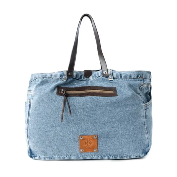 NWT Boho Western Patchpocket BillyJean Denim Tote Shoulder Bag - Image 3