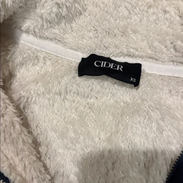 Cider Cream and Navy Fleece Hoodie - Image 2