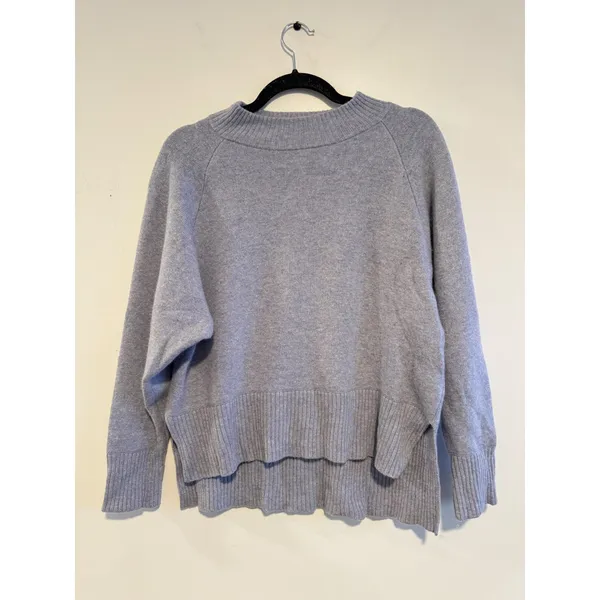 Club Monaco Womens Blue Wool Alpaca Blend Mock Neck High Low Sweater XS - Image 2