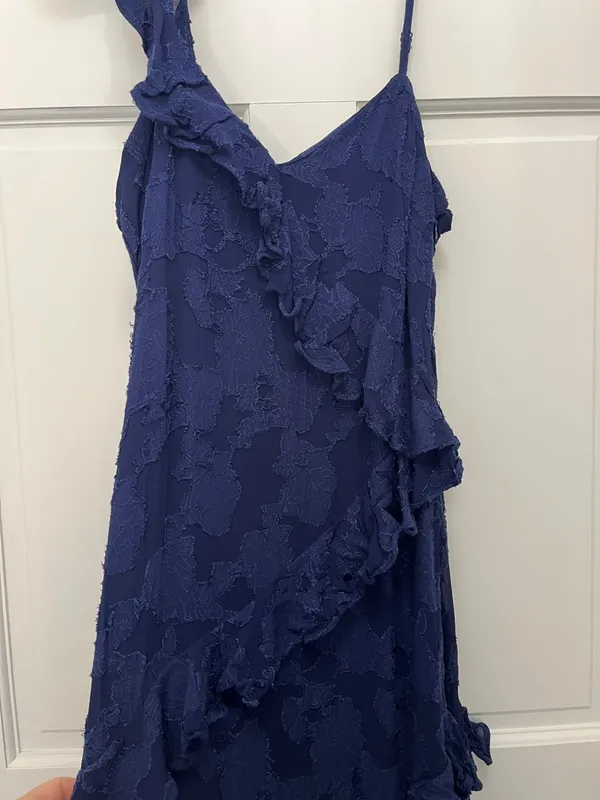 BHLDN Claudia Asymmetric Ruffle Chiffon Midi Dress - Size Medium - Image 6