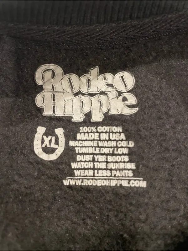 Rodeo Hippie Rodeo Racer Cropped Sweatshirt Black Size XL - Image 3