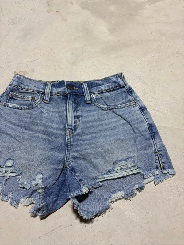 Aerie NWT Distressed Light Blue Denim Shorts XXS MSRP$59 - Image 2
