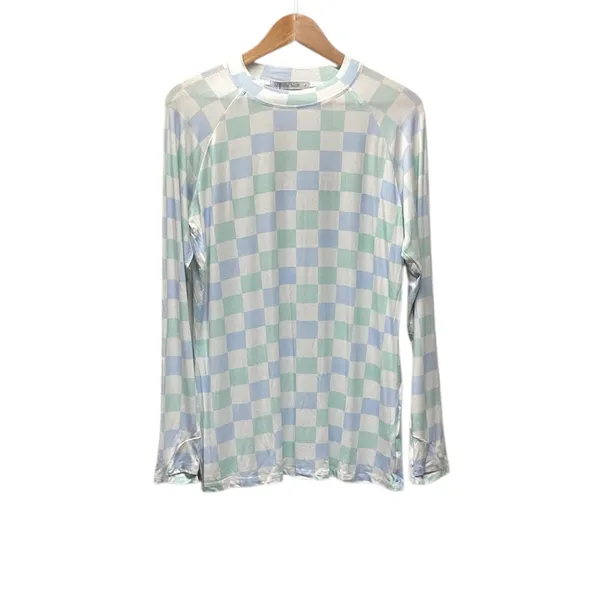 Michelle Mae Checkered Long Sleeve buttery soft rayon blend Top size large - Image 3