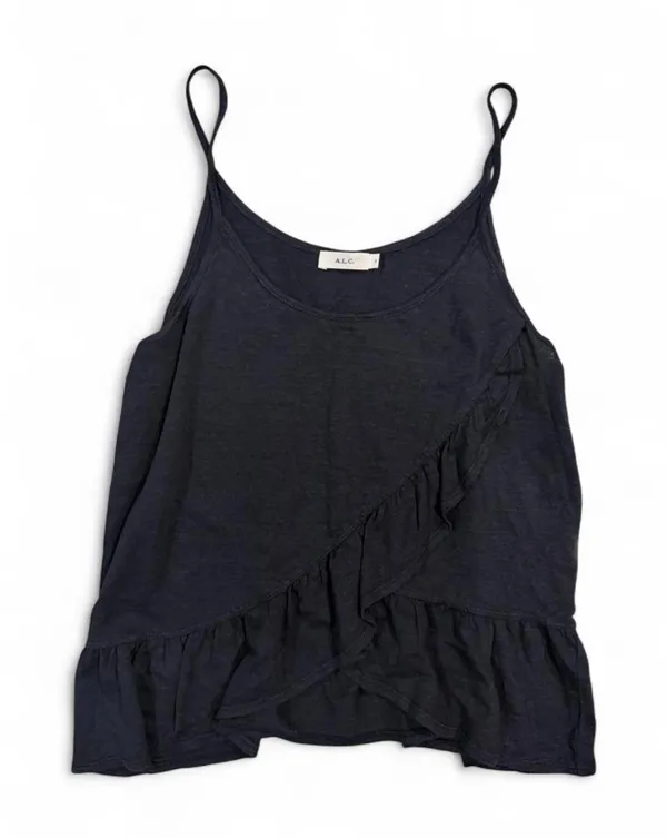 A.L.C. Ruffle Linen Knit Tank Top Small - Image 4