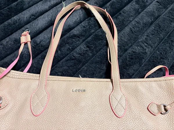 Lodis Beige Tote with Pink Trim Tan - Image 4