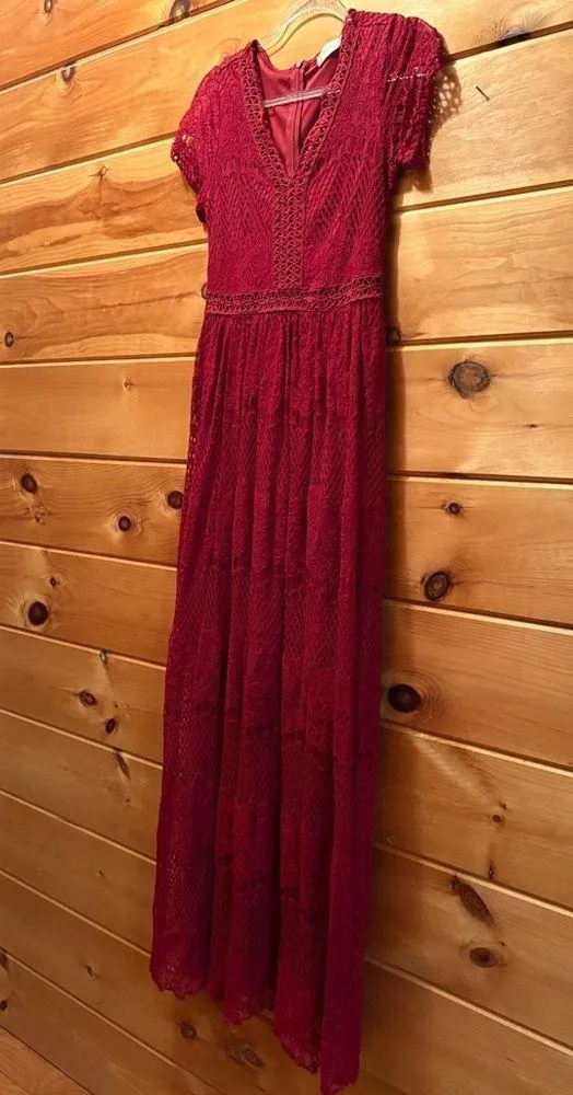 ALTAR'D STATE Dress Marionette Boho Maxi Lace Embroidered SMALL Long - Image 2