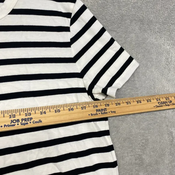 Madewell Top Womens M Black White Striped Short Sleeve Crewneck Casual Tee NY733 - Image 5