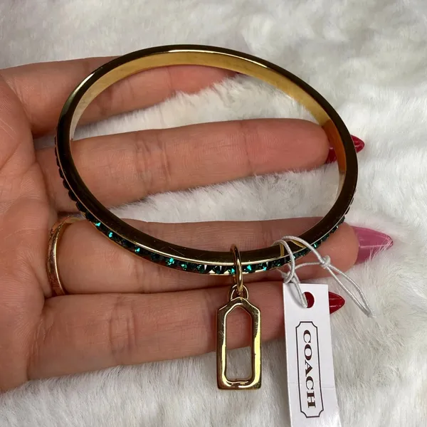 Coach Pave Crystal 96416 gold-tone bangle bracelet crystal hinge - Image 3