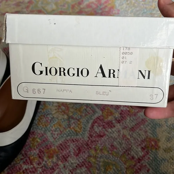 Giorgio Armani navy/white leather flat - Image 4