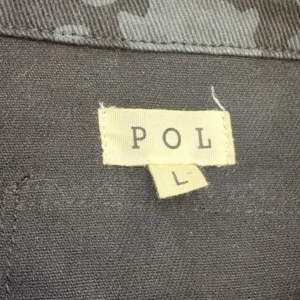 POL Denim Jacket Women LG‎ Black Camo Hand Painted Heart Graphic Streetwear Boho - Image 6