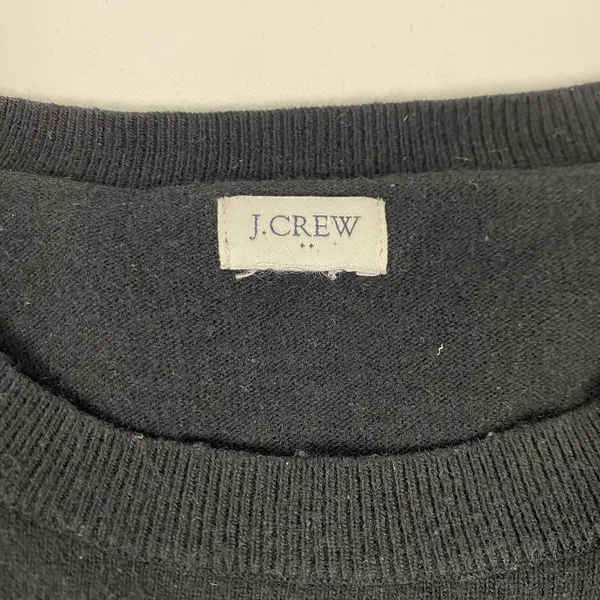 J Crew Sweater Womens Medium Black High Low Hem Side Slit Pullover Knit - Image 2
