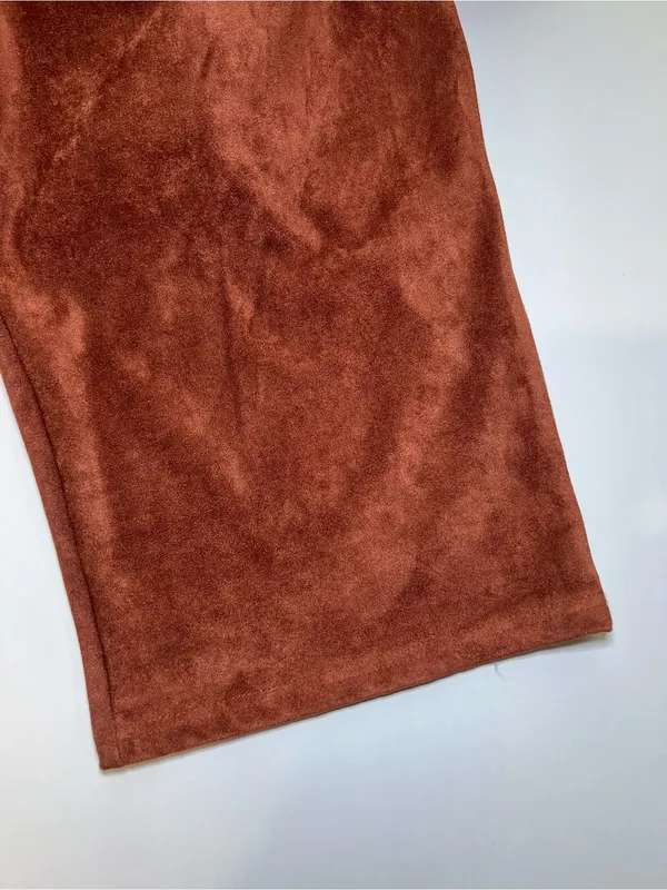 Anthropologie Sleeveless Faux Suede-Look Belted Jumpsuit in‎ Rust Brown large - Image 7