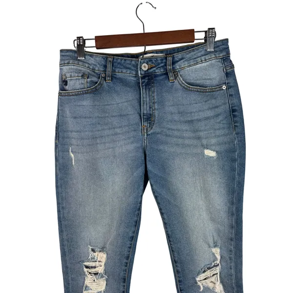 KanCan Size 5/26 Distressed Denim Jeans Cuffed Hem‎ Light Wash Rips Distressed - Image 4