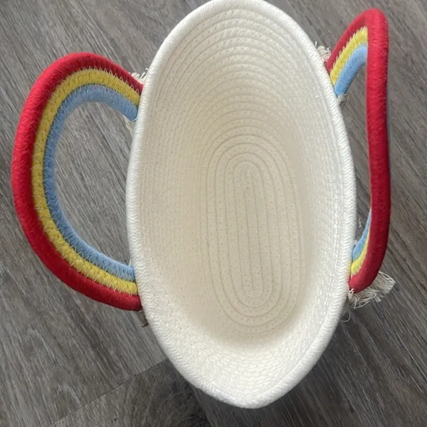 Rainbow Handle Tote Purse White - Image 9