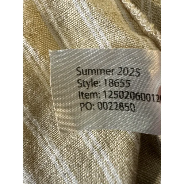 Marine Layer Striped Jumpsuit Womens Small Tan White Hemp Blend Coastal Wide Leg - Image 9