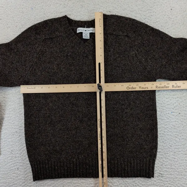 Vtg Pandemonium Womens Brown 100% Wool V-Neck Long Sleeve Sweater Medium - Image 5