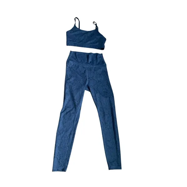 ALLFENIX Navy Blue‎ Snakeskin Print Workout Set Yoga Pilates Barre size Medium - Image 2