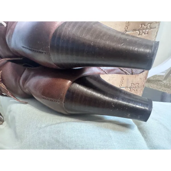 Dolce Vita Brown Nappa Leather Heeled Ankle Boots Slouchy Western Booties sz 8 - Image 8