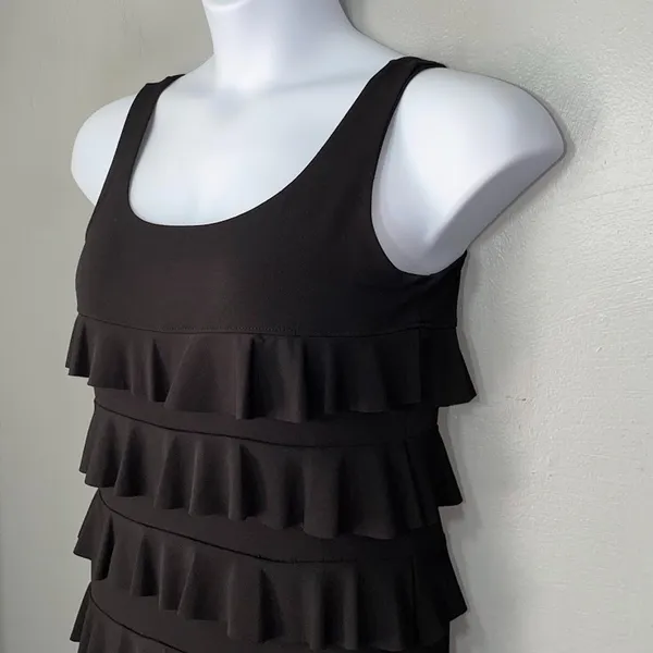Dark Black Maxi Dress Size S M Sleeveless Tiered Ruffle Whimsigoth Romantic Fair - Image 6