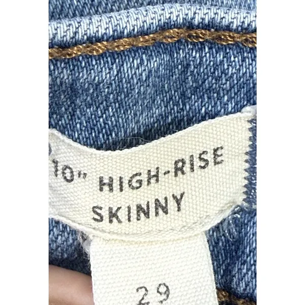 Madewell Women’s Blue Jeans 10” High Rise Skinny Raw Hem Stretch Distressed 29 - Image 7