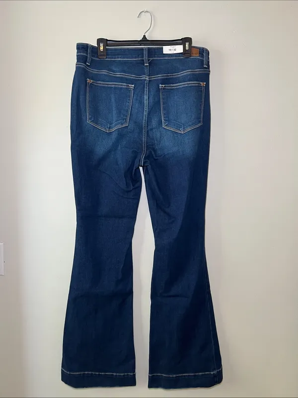 Judy Blue High Waist Flare Jeans - Deep Blue - Image 3
