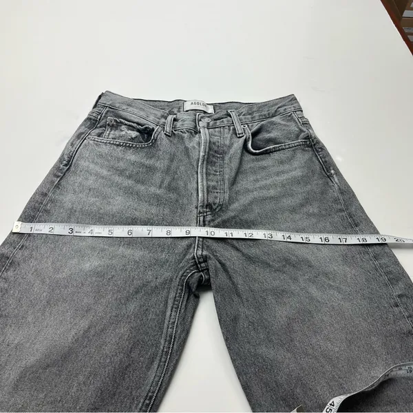 Agolde 90’s Crop Faded Black Trip Dark Grey Gray High Rise‎ Loose 24 Denim Jean - Image 9