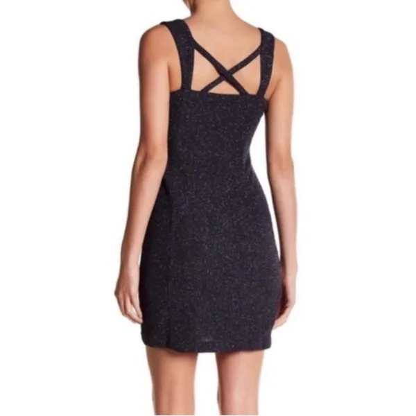 Eliza J Dark Navy Crisscross Strap Cut Out Sparkly Glitter Mini‎ Dress Size 2 - Image 2