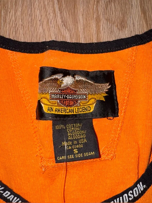 Harley Davidson Women’s Orange & Black Tank Top - Size Small - Image 2
